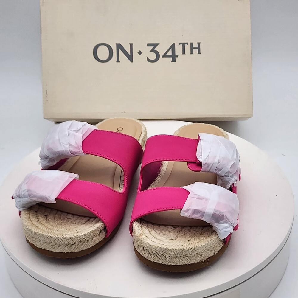 ON 34th Mila Pink Double Strap Espadrille Slide Sandals Women's Size 5M - Picture 5 of 5